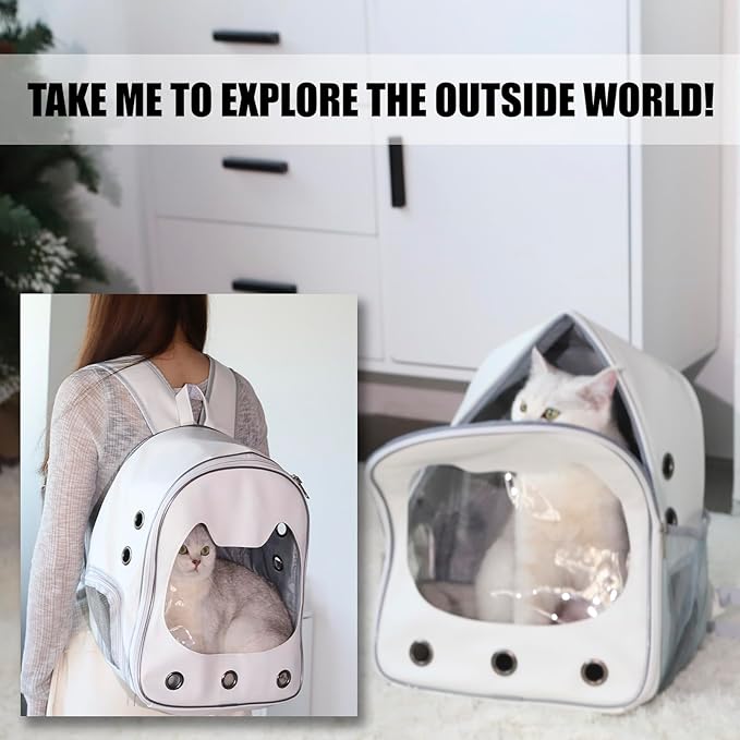 Abraza Pet Carrier Backpack Cat Backpack Pet Carrier Airline Approved Travel Carrier for Small Dogs Cats Foldable Easy to Carry Hiking Travel Camping White