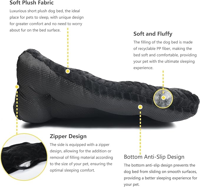 Dog Crate Mat for Dog Cages Black Dog Bed for Small Dogs 24 Inch Dog Crate Bed Washable Dog Mats for Sleeping 25 lbs