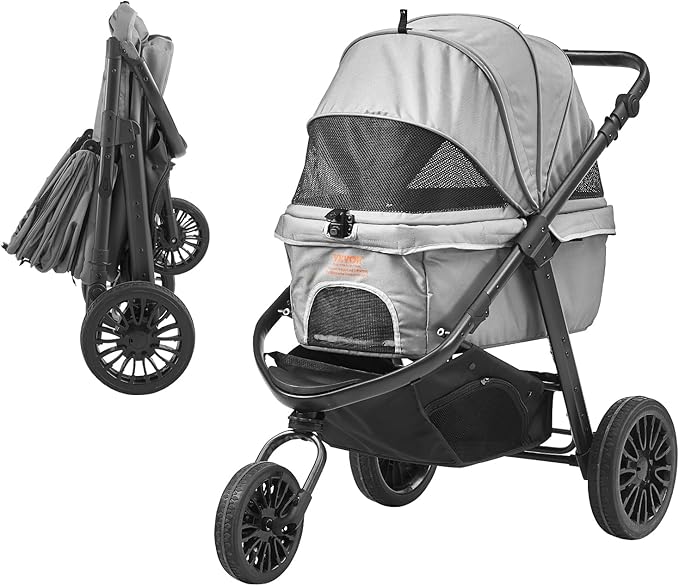 VEVOR Large Pet Stroller for Dogs Cats up to 75lbs 3 Wheels