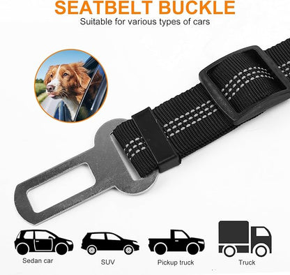Retractable Adjustable 3-in-1 Pets Car Seat Belt with Elastic Bungee Buffer