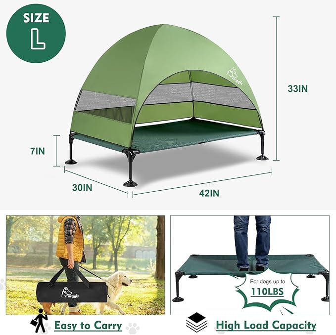 Upgraded Elevated Dog Bed with Canopy