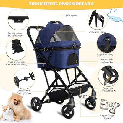 3 in 1 Dog Stroller 4 Wheels