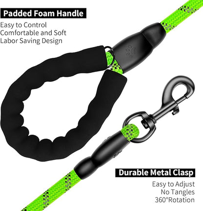 Heavy Duty Dog Leash for Large Medium Small Breed Dogs Handle,4/5/6 FT Holder,Green,1/2 inch