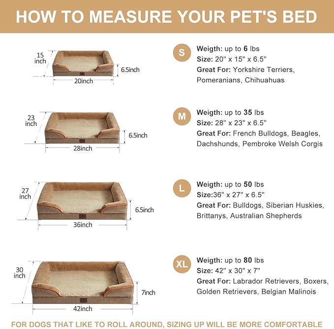 WNPETHOME Waterproof Dog Beds for Large Dogs, Orthopedic XL Dog Bed with Sides, Big Dog Couch Bed with Washable Removable Cover, Pet Bed Sofa with Non-Slip Bottom for Sleeping