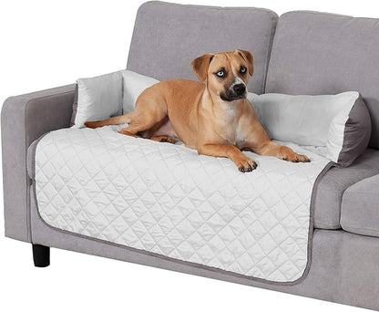 Furhaven Water-Resistant & Reversible 42" Wide Seat Cover Protector for Dogs & Cats, Perfect for Couches, Beds, & Car Seats - Sofa Buddy Bolster Seating Protector - Gray/Mist, Large