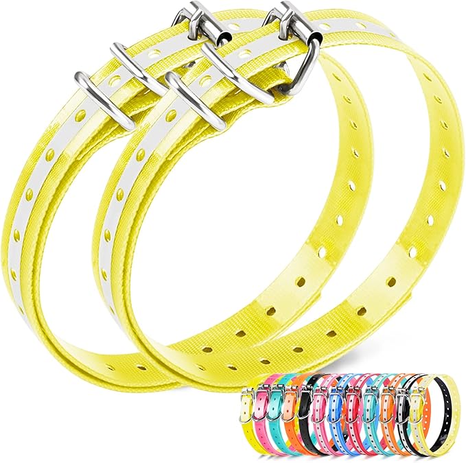 Replacement Collar Strap 3/4',Reflective,Adjustable,Metal Buckled,Waterproof Pack2)