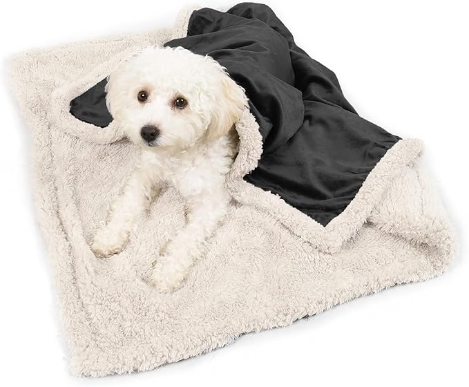 Kritter Planet Puppy Blanket, Super Soft Sherpa Dog Blankets and Throws Cat Fleece Sleeping Mat for Pet Small Animals 45x30 Black