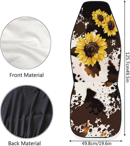 Cow Sunflower Print Car Seat Covers Front Seats Only Air Mesh Cloth Automotive Vehicle Seat Covers Cars Interior for Cars
