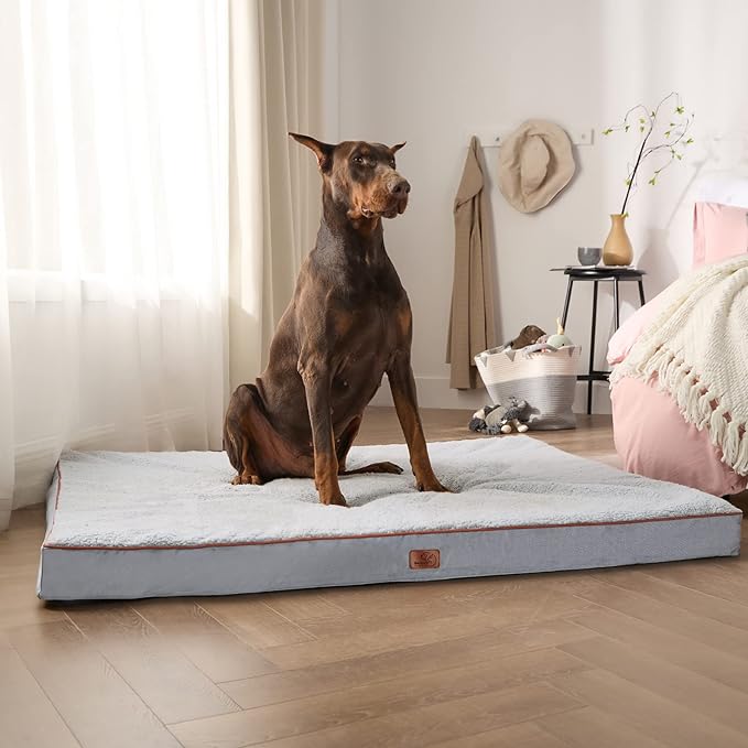 Bedsure Jumbo Dog Bed for Large Dogs 150lbs, Light