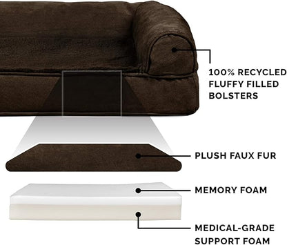 Furhaven Memory Foam Dog Bed for Large/Medium Dogs w/ Removable Bolsters & Washable Cover 55 lbs