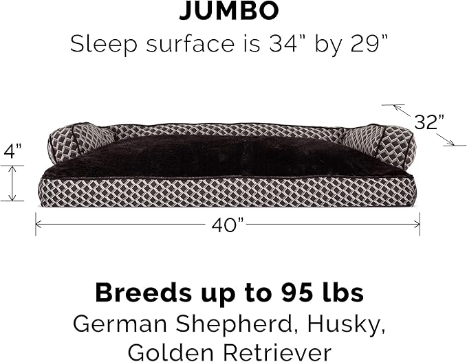 Furhaven Pillow Dog Bed for Large Dogs w/ Removable Bolsters & Washable Cover