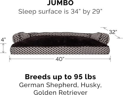 Furhaven Pillow Dog Bed for Large Dogs w/ Removable Bolsters & Washable Cover