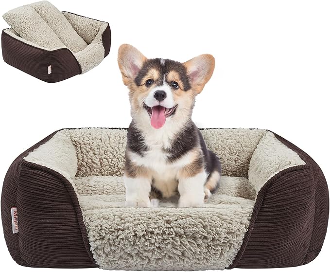 Miguel Washable Dog Bed with Removable Cushion for Small Dogs 20 Inch