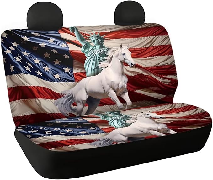 AFPANQZ State of Liberty Car Rear Seat Cover Non-Slip Stretch Universal Fit