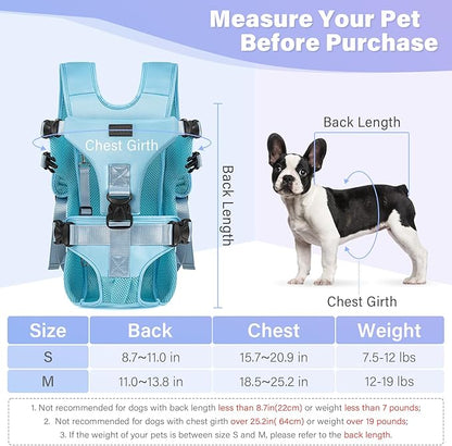 YUDODO Pet Dog Front Carrier Backpacks Multiple Adjustable Small Dog Chest Carrier Legs Out Easy-Fit Dog Travel Backpack Carrier for Hiking Camping for Small Medium Dogs Cats and Rabbit (Medium,Blue)