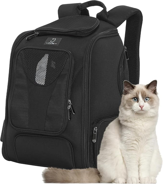 A4Pet Cat Carrier Backpack, Large Pet Backpack Carrier with Two-Sided Window & Bottom Support for Cats, Small Dogs Up to 18 Lbs for Travel, Hiking & Outdoor Use