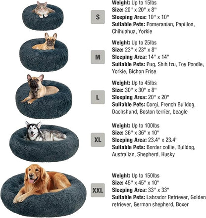 Veehoo Calming Dog Bed Cat Bed 100 lbs 36", Navy