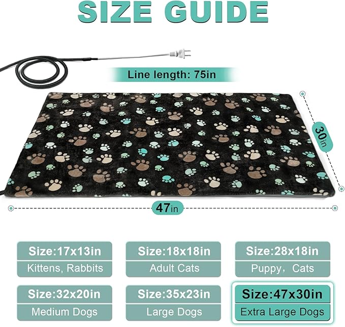 Extra Large Dog Heating Pad 47x30 in Waterproof Pet Heating Pad