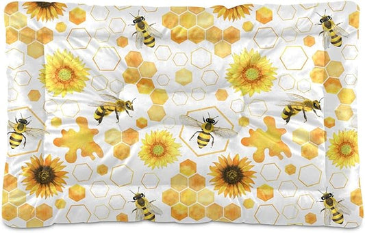 Honey Bee Pet Bed Pad Soft Dog Bed Mat with Anti-Slip Bottom