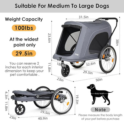 R8 Extra Large Foldable Pet Stroller 100 lbs,