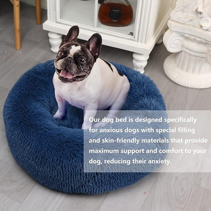 Puppy Bed for Calming Dog 23 Inches Navy 15 lbs