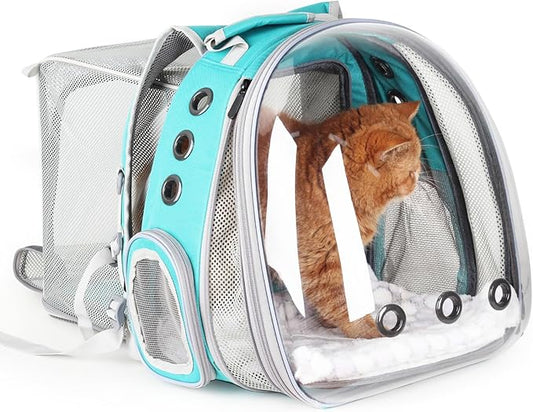 Lollimeow Cat Carrier Backpack, Bubble Dual Expandable Backpack Carrier, Pets and Small Dogs,Airline-Approved, Designed for Travel, Hiking, Walking & Outdoor Use (Dual Expandable-Green)