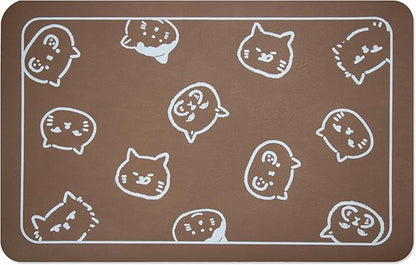 YCT Pet Cat Dog Food Mat, Non-Slip Super Absorbent, 18.1 x 11.8 inches, Brown