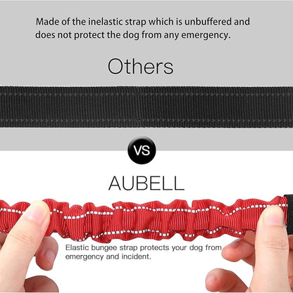 AUBELL Dog Seat Belt, Updated 3-in-1 Pet Car Seat Belt for Dogs, Bungee Dog Car Tether with Clip Hook Latch & Buckle, Heavy Duty Dog Car Harness with Swivel Aluminum Carabiner,Red