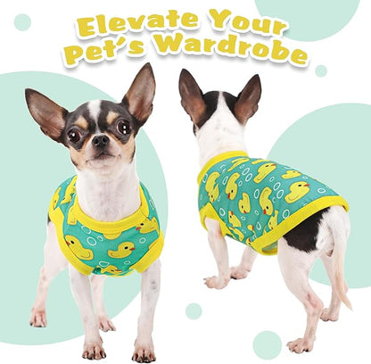 Adorable Yellow Duck Dog Shirt: Lightweight Polyester Cartoon Puppy Vest, Small Medium & Large Dog T-Shirt, Summer Pet Clothes, Cute Dog Apparel, Breathable Dog Tank Top L