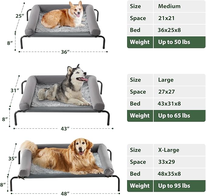 RRPETHOME Large Elevated Cooling Dog Bed