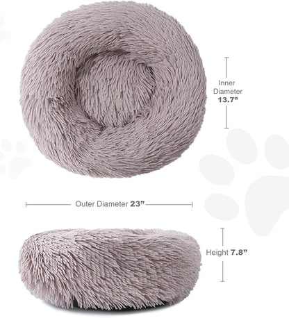 Aurako Cat Bed Dog Bed Round Cushion Pet 23" Taupe