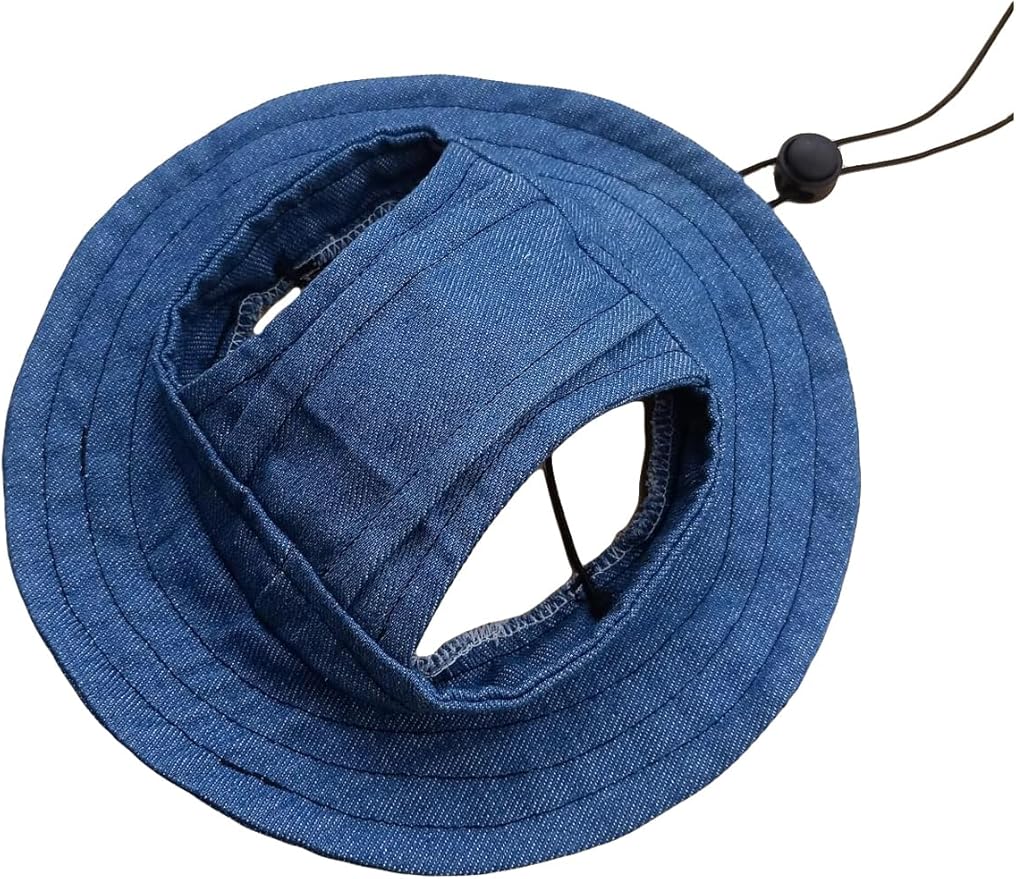 Generic Solid Dog Hat with Ear Hole Round Brim Dog Puppy Cat Sun Hat Bucket Hat Outdoor Sun Protection Pet Caps for Small Medium Cats Dogs Kitten Blue X-Large
