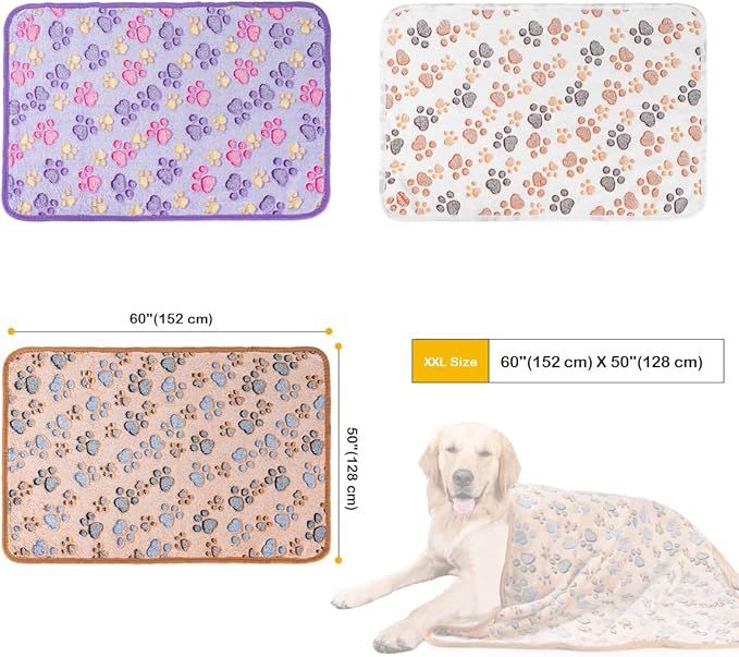 Dono 1 Pack 3 Dog Blankets for Large Dogs-60 * 50 in, Super Soft Fluffy Paw Bone Print Fleece Bed Blanket for Pet, Blanket for Large Dogs, Soft Bed Blanket Cover for Dogs and Cats