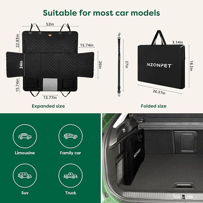 nzonpet Dog Car Seat Cover for Back Seat