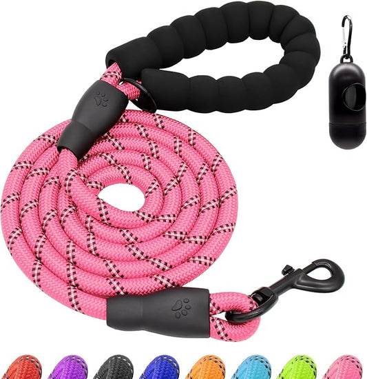 Dog Leash Heavy Duty 4/5/6FT Reflective 5'*1/2'', Pink