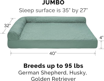 Furhaven Memory Foam Dog Bed for Large Dogs w/ Removable Bolsters & Washable Cover 95 lbs