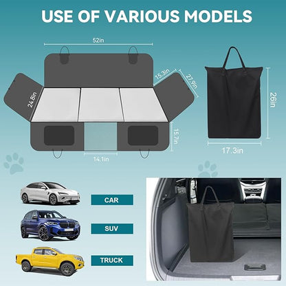 Back Seat Extender for Dogs,Large Space, Dog Car Seat Cover Hard Bottom Holds 400lbs, Sturdy Backseat Extender for Dogs, Waterproof Dog Hammock for Car Dog Car Bed for Car, SUV, Truck