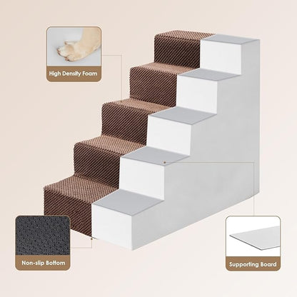 EHEYCIGA Dog Stairs for High Bed 22.5”H 5-Step Dog
