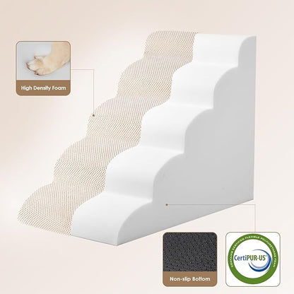 EHEYCIGA Curved Dog Stairs for High Beds 22.6" H 5-Step Dog