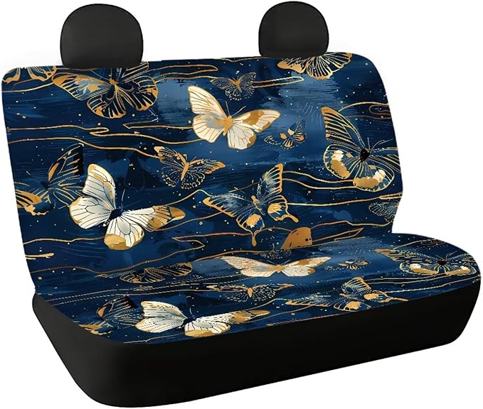 AFPANQZ Golden Butterfly Fabric Car Backseat Cover