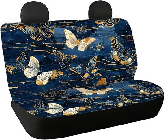 AFPANQZ Golden Butterfly Fabric Car Backseat Cover