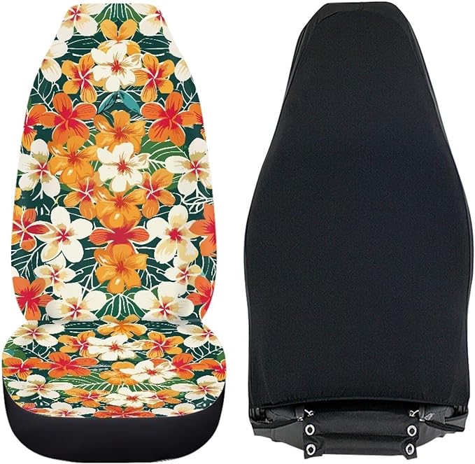 UNICEU Hawaiian Hibiscus Automotive Seat Covers 2Pcs Car