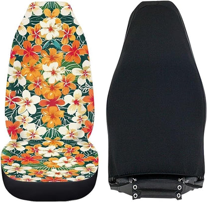 UNICEU Hawaiian Hibiscus Automotive Seat Covers 2Pcs Car