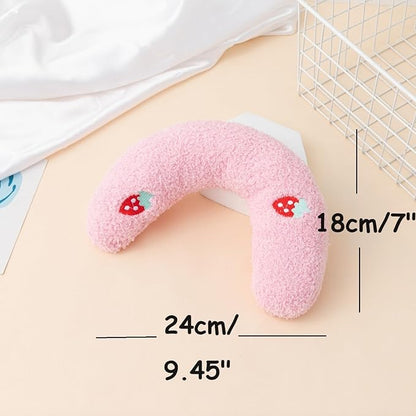 Catnip Little Pillow for Cats Puppies Ultra Soft Warm Fluffy Pet Calming Toy Half Donut Cuddler for Joint Relief Sleeping Improve Machine Washable-Pink