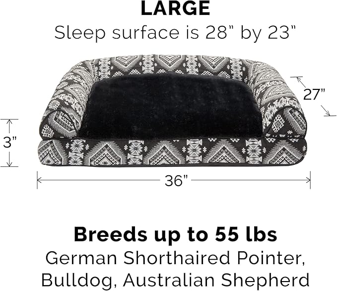 Furhaven Pillow Dog Bed for Large/Medium Dogs w/ Removable Bolsters & Washable Cover