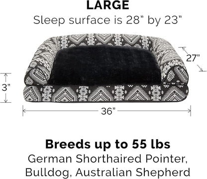 Furhaven Pillow Dog Bed for Large/Medium Dogs w/ Removable Bolsters & Washable Cover