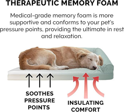 Furhaven Memory Foam Dog Bed for Large/Medium Dogs w/ Removable Bolsters & Washable Cover 55 lbs