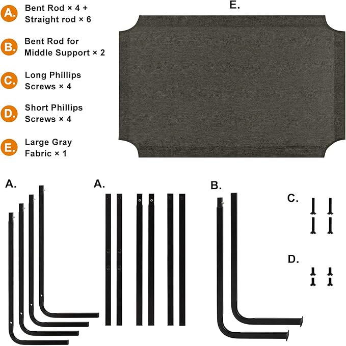 Elevated Dog Bed 44in, Dark