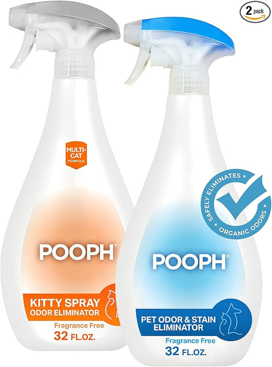 Pooph Pet Odor Eliminator and Litter Box Deodorizer 2-32oz Bottles