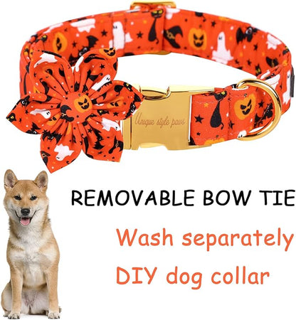 Unique style paws Halloween Dog Collar with Flower